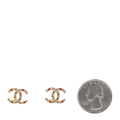 Chanel Crystal Over The Rainbow CC Earrings Gold Multicolor 2 of 5
