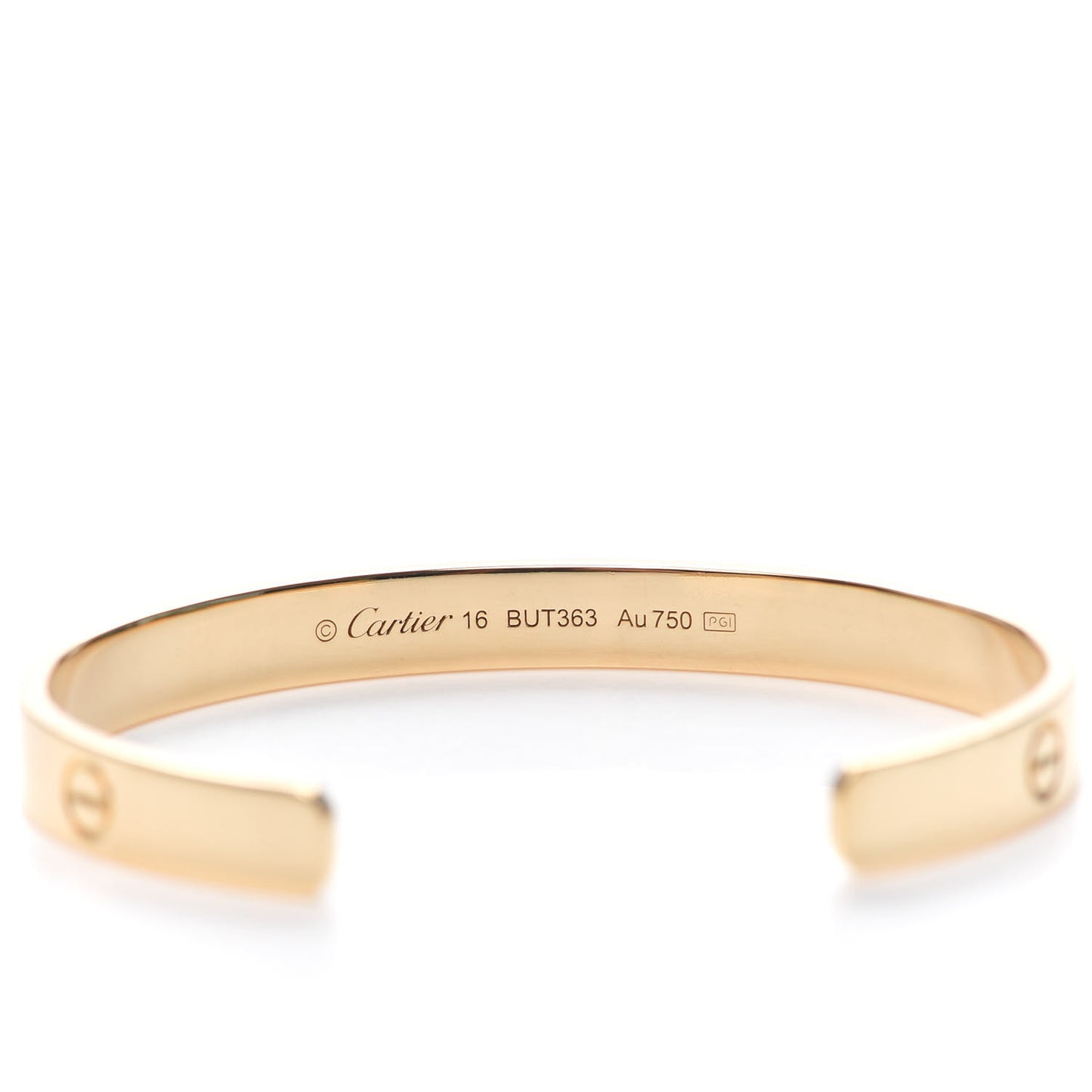 18K Yellow Gold LOVE Cuff Bracelet 16