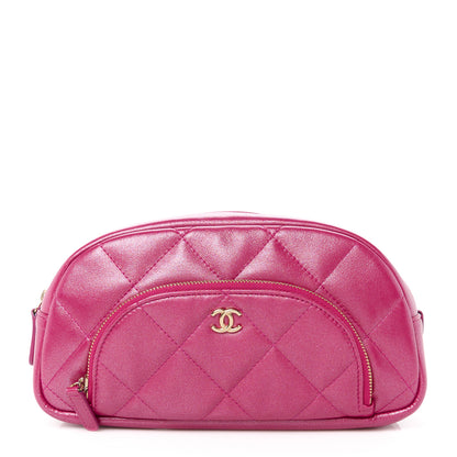Chanel Iridescent Lambskin Quilted Double Zip Pouch Fuchsia 1 of 10