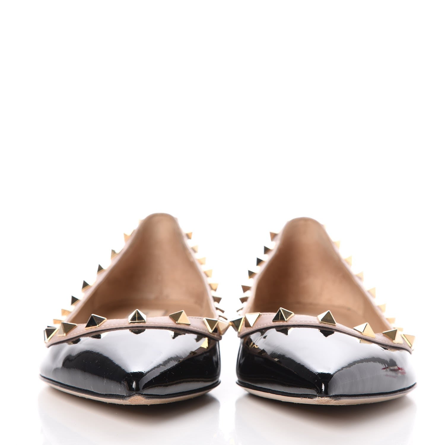 Valentino Garavani Patent Rockstud Ballerina Flats 39 Black Poudre 2 of 10