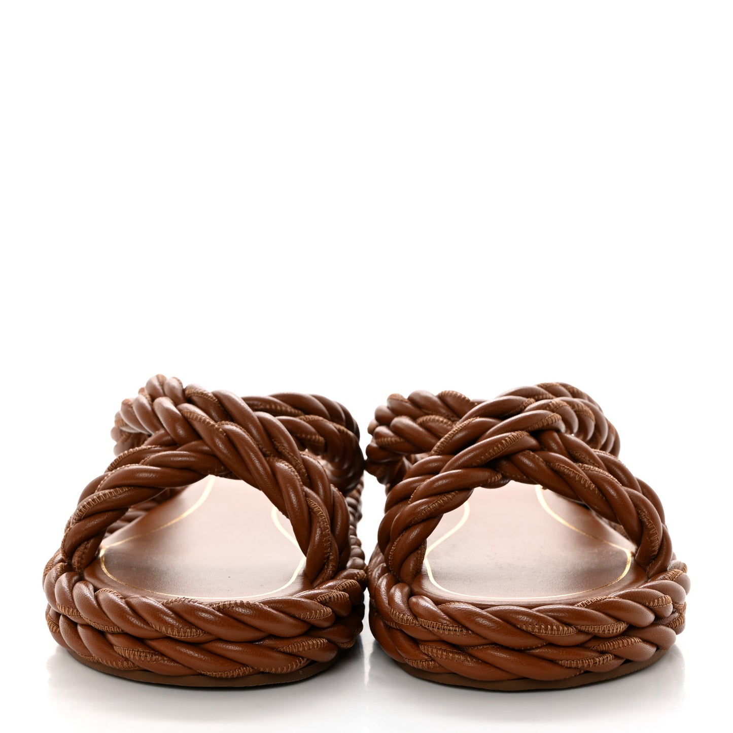 Nappa Rope Braided Slide Sandals 36 Saddle Brown