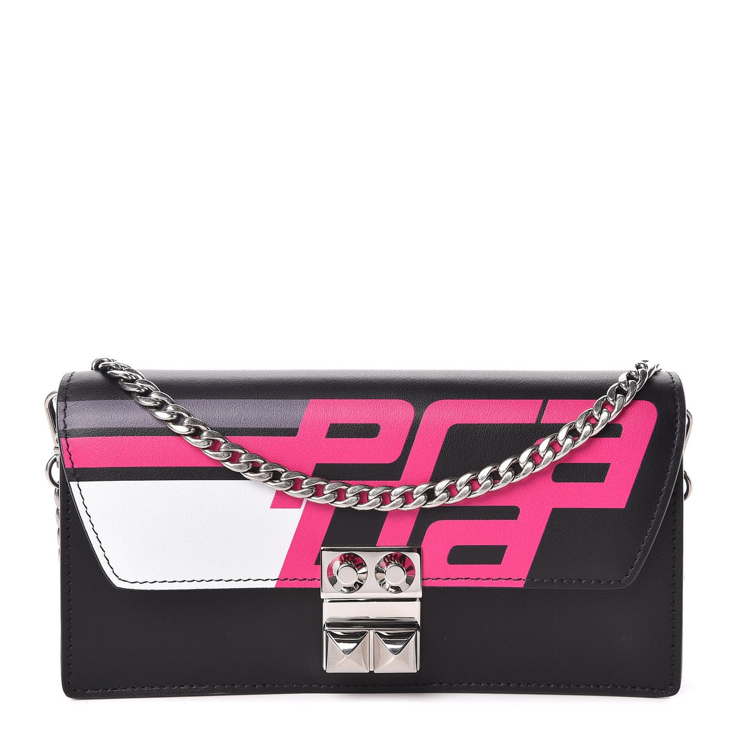 City Calfskin Racing Logo Mini Elektra Crossbody Bag Fuxia Black