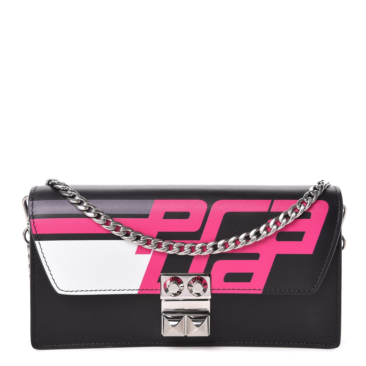 Prada City Calfskin Racing Logo Mini Elektra Crossbody Bag Fuxia Black 1 of 10