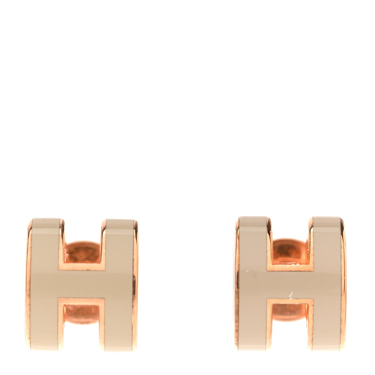 Hermes Rose Gold Lacquered Mini Pop H Earrings Marron Glace 1 of 6