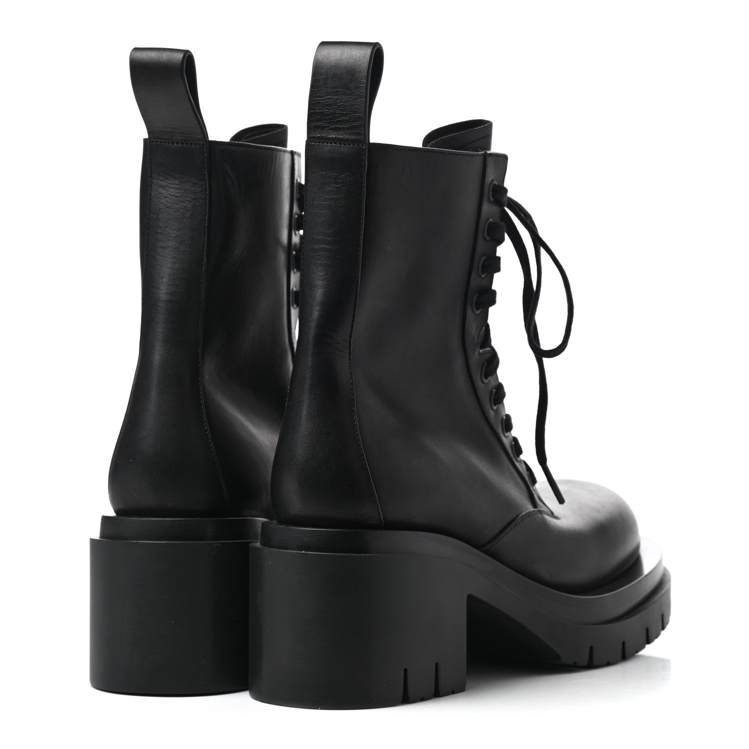 Bottega Veneta Calfskin The Lug Lace Up Ankle Boots 38.5 Black 4 of 6