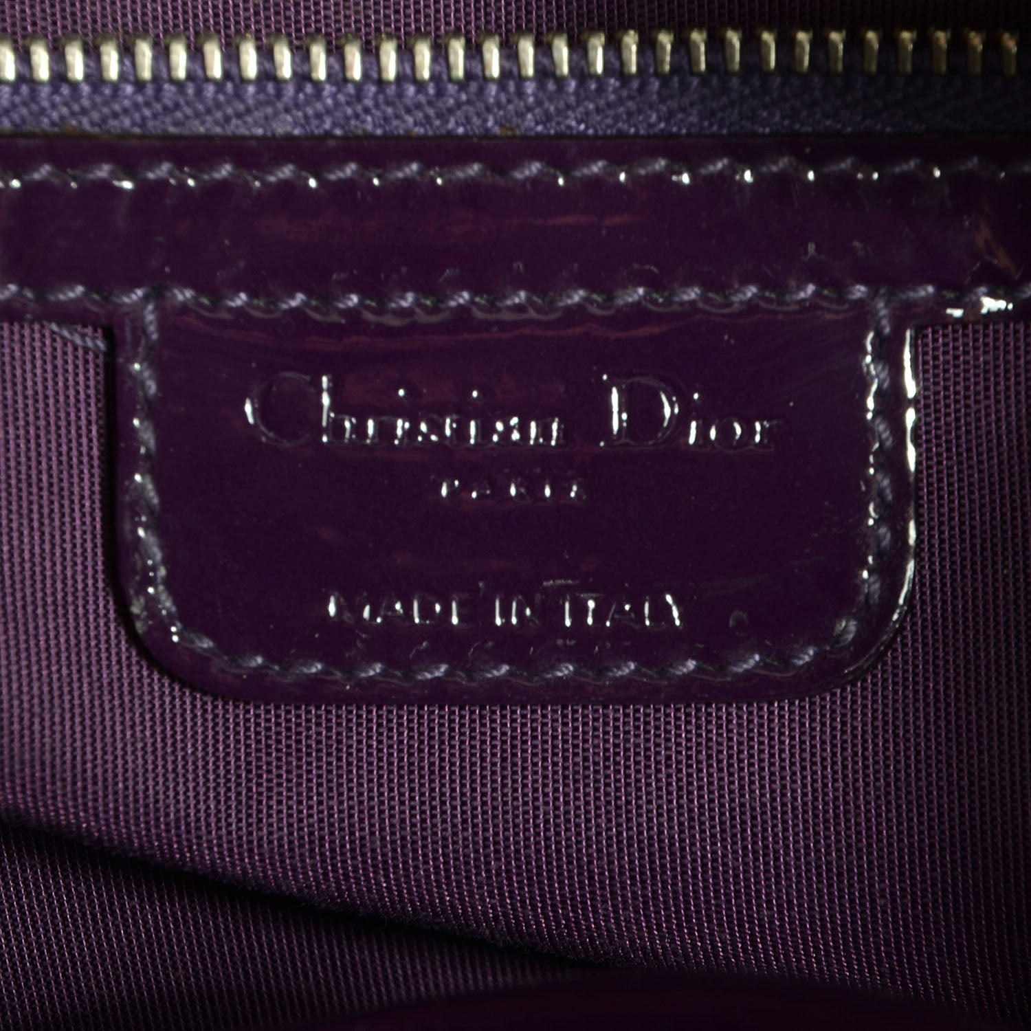 Christian Dior Patent Crocodile Embossed 61 Tote Purple 8 of 9