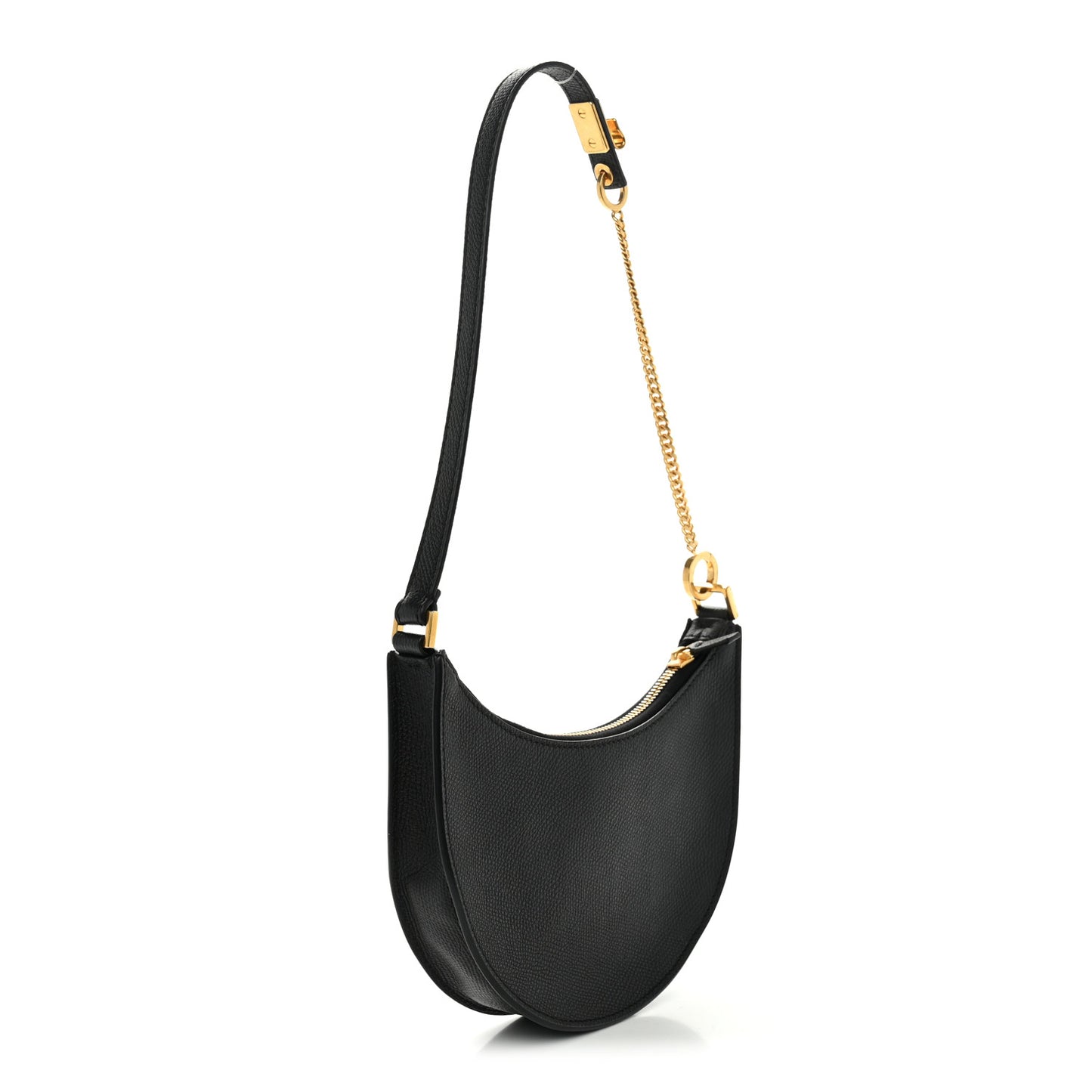 Grainy Calfskin Mini Vlogo Hobo Bag Black