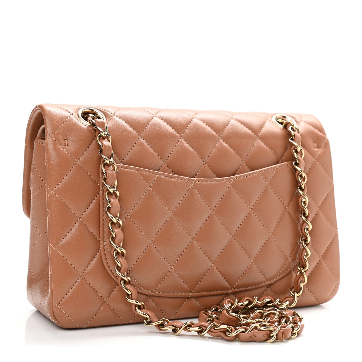 Lambskin Quilted Small Double Flap Brown