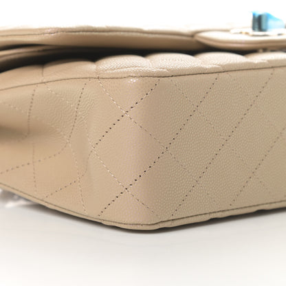 Chanel Iridescent Caviar Quilted Medium Double Flap Dark Beige 9 of 11