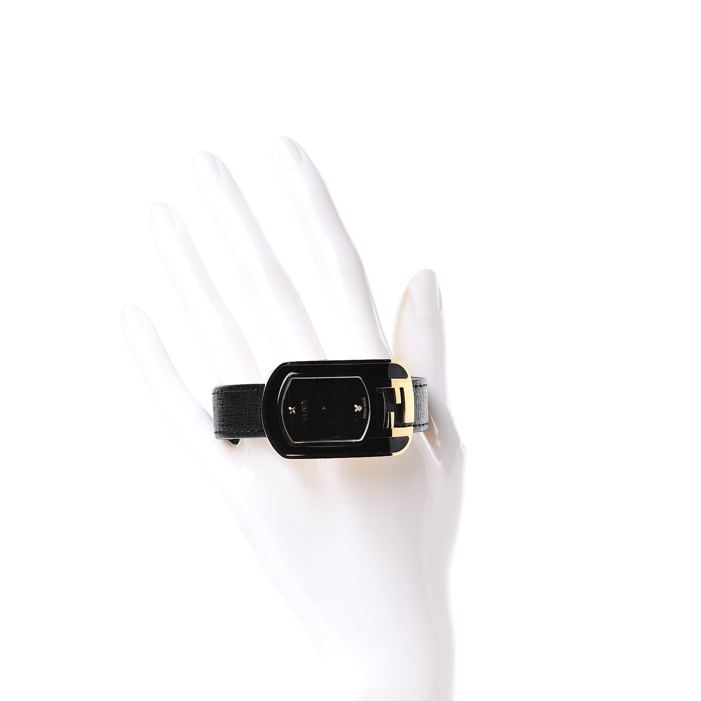 Stainless Steel Calfskin Diamond Enamel 29mm Chameleon Quartz Watch Black