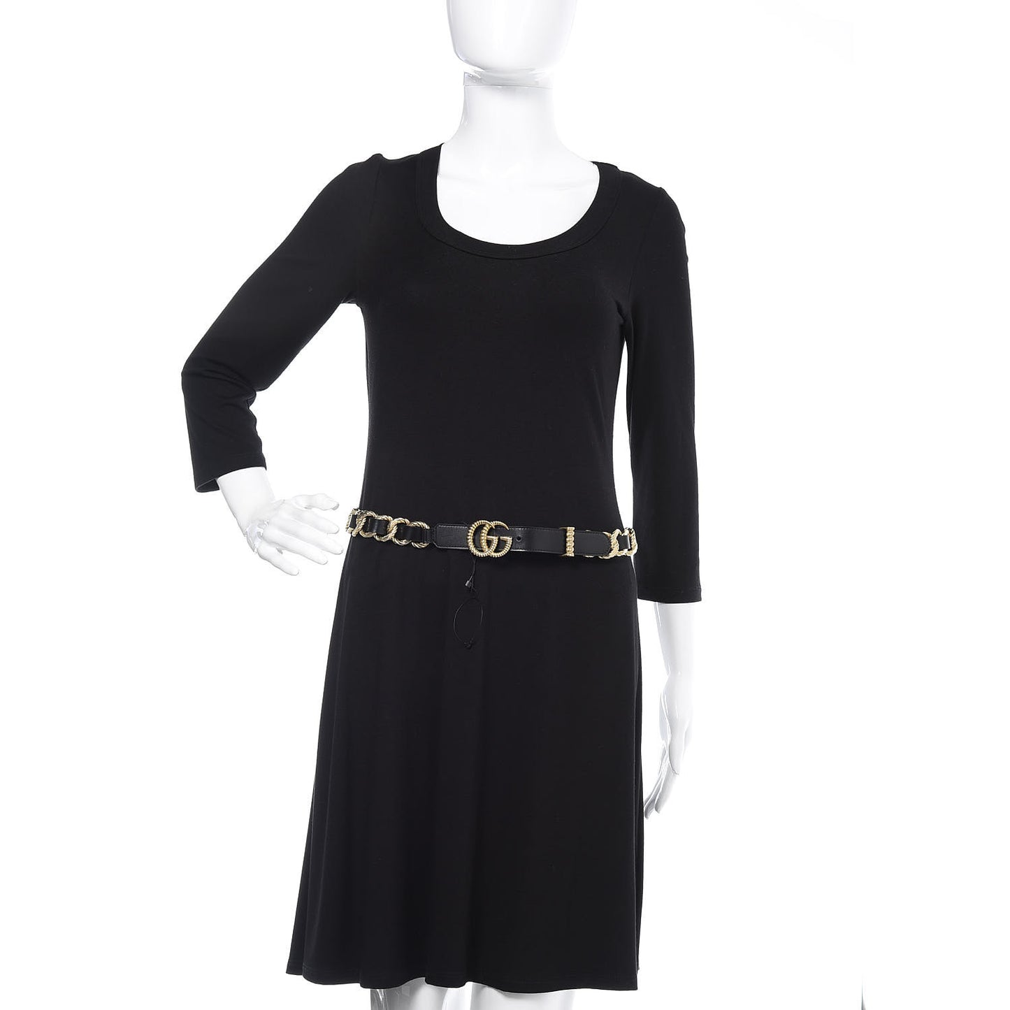 Calfskin Torchon Double G Chain 25mm Belt 85 34 Black