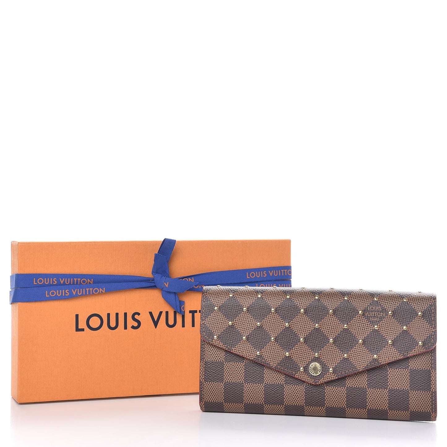 Damier Ebene Studded Sarah Wallet NM Cherry