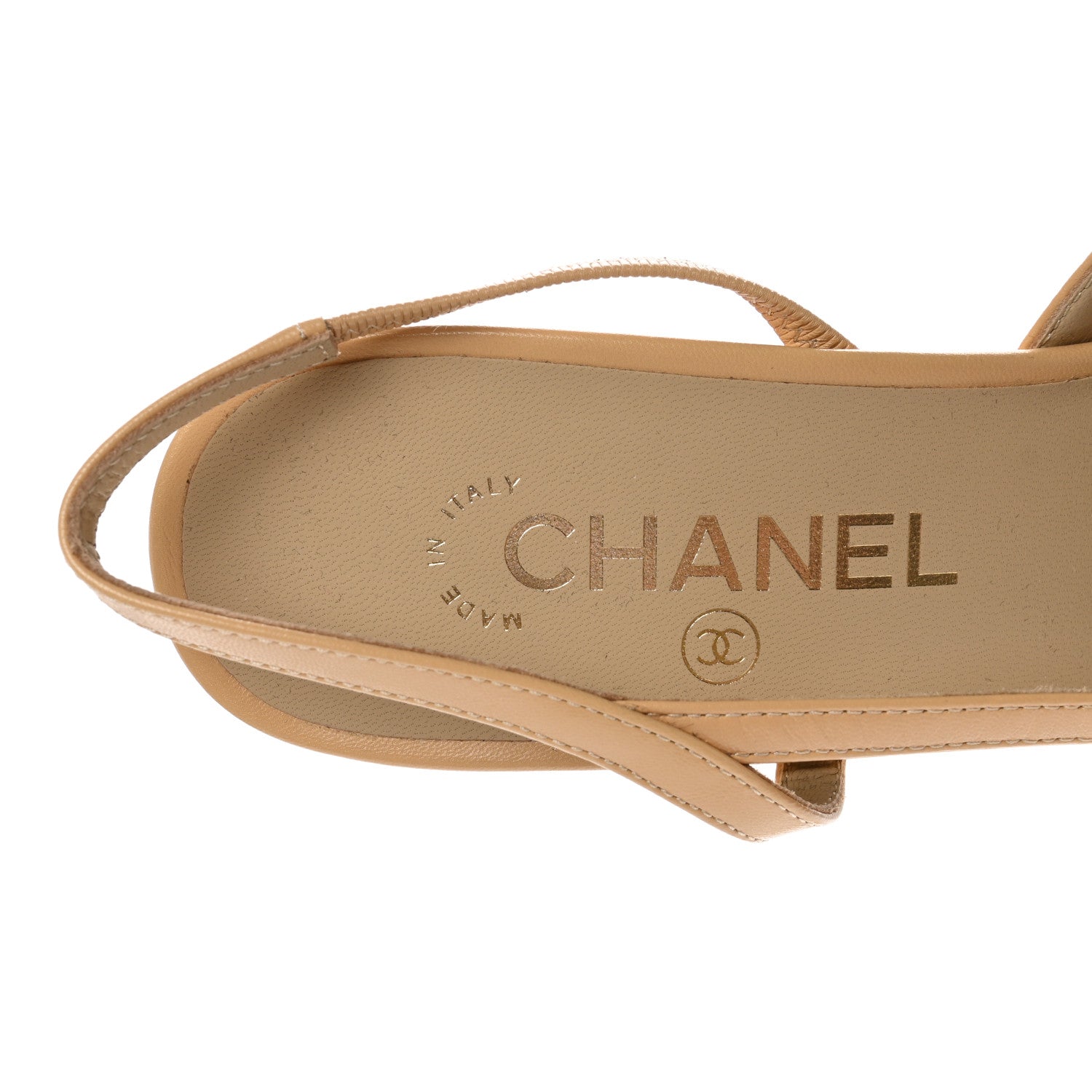 Chanel Lambskin Grosgrain Cap Toe CC Slingback Pumps 39 Beige Black 6 of 10