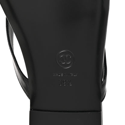 Chanel Shiny Lambskin Crystal CC Thong Sandals 39.5 Black 7 of 10