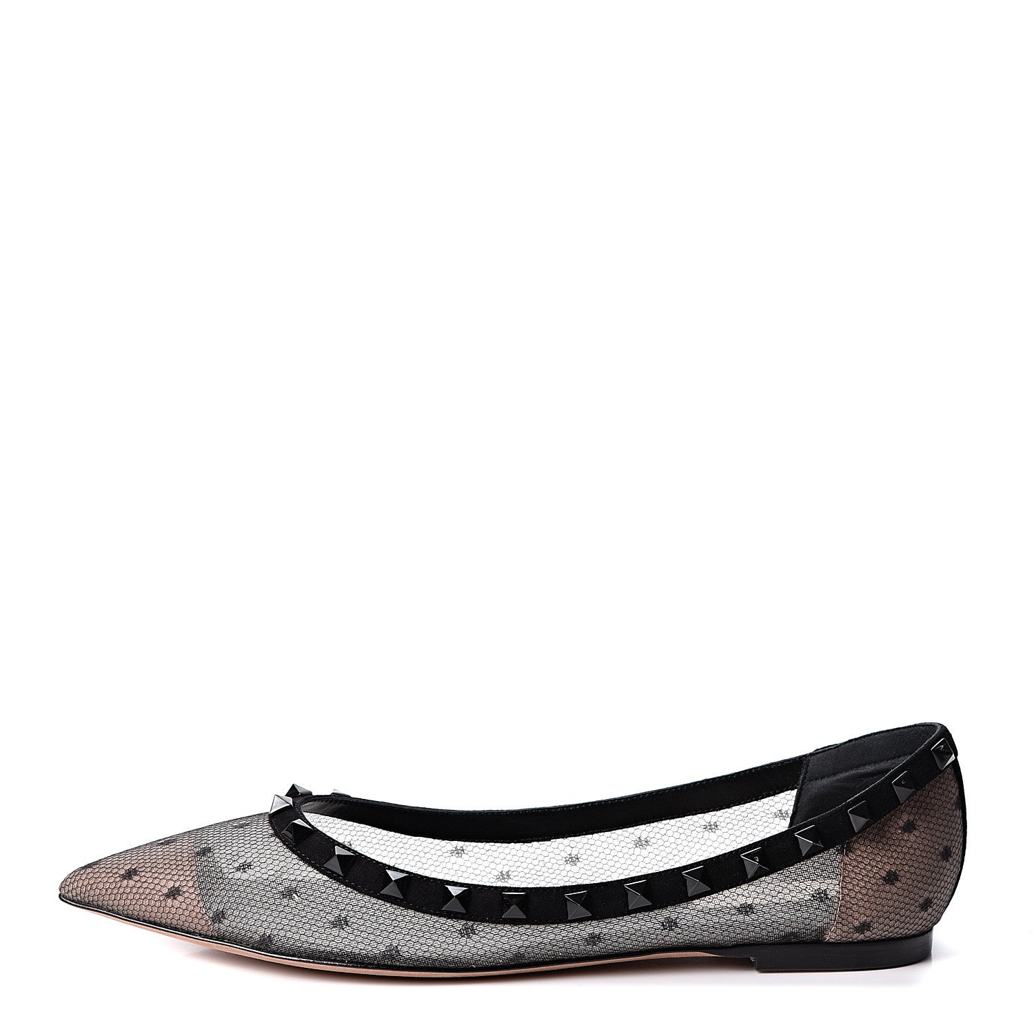 Valentino Garavani Mesh Point d'Esprit Rockstud Ballerina Flats 39 Black 1 of 9