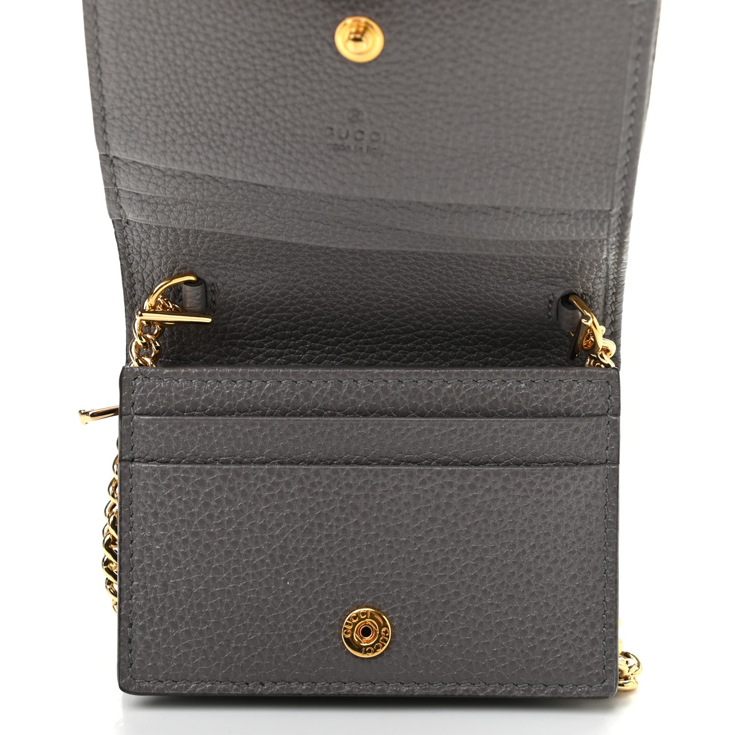 Gucci Grainy Calfskin Zumi Chain Card Case Wallet Dusty Grey 5 of 7
