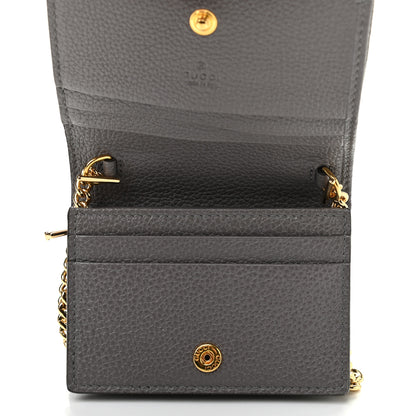 Gucci Grainy Calfskin Zumi Chain Card Case Wallet Dusty Grey 5 of 7