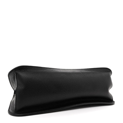 Gucci Pebbled Calfskin Medium Bamboo Daily Flap Shoulder Bag Black 4 of 15