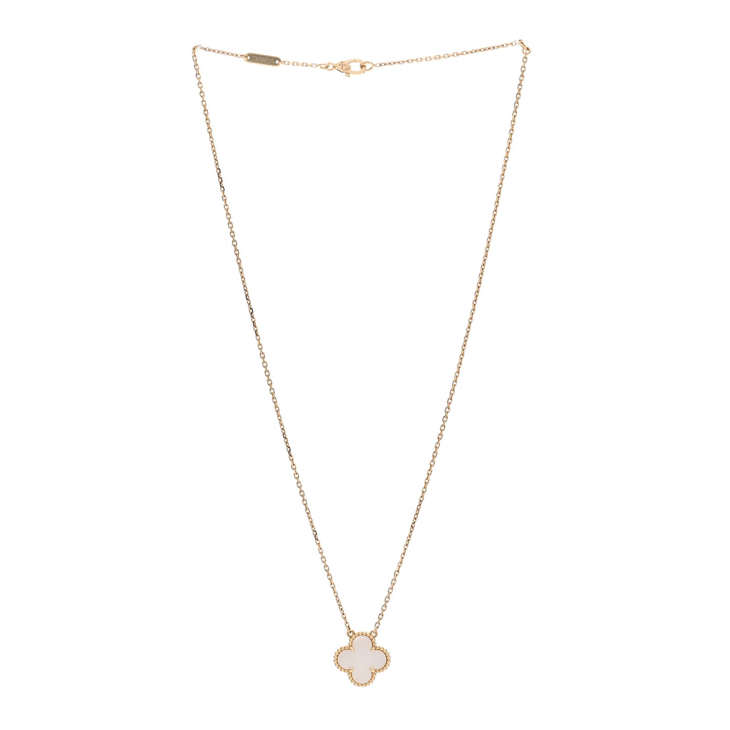 18K Yellow Gold Mother of Pearl Vintage Alhambra Pendant Necklace