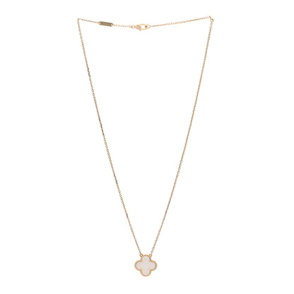 Van Cleef & Arpels 18K Yellow Gold Mother of Pearl Vintage Alhambra Pendant Necklace 3 of 6