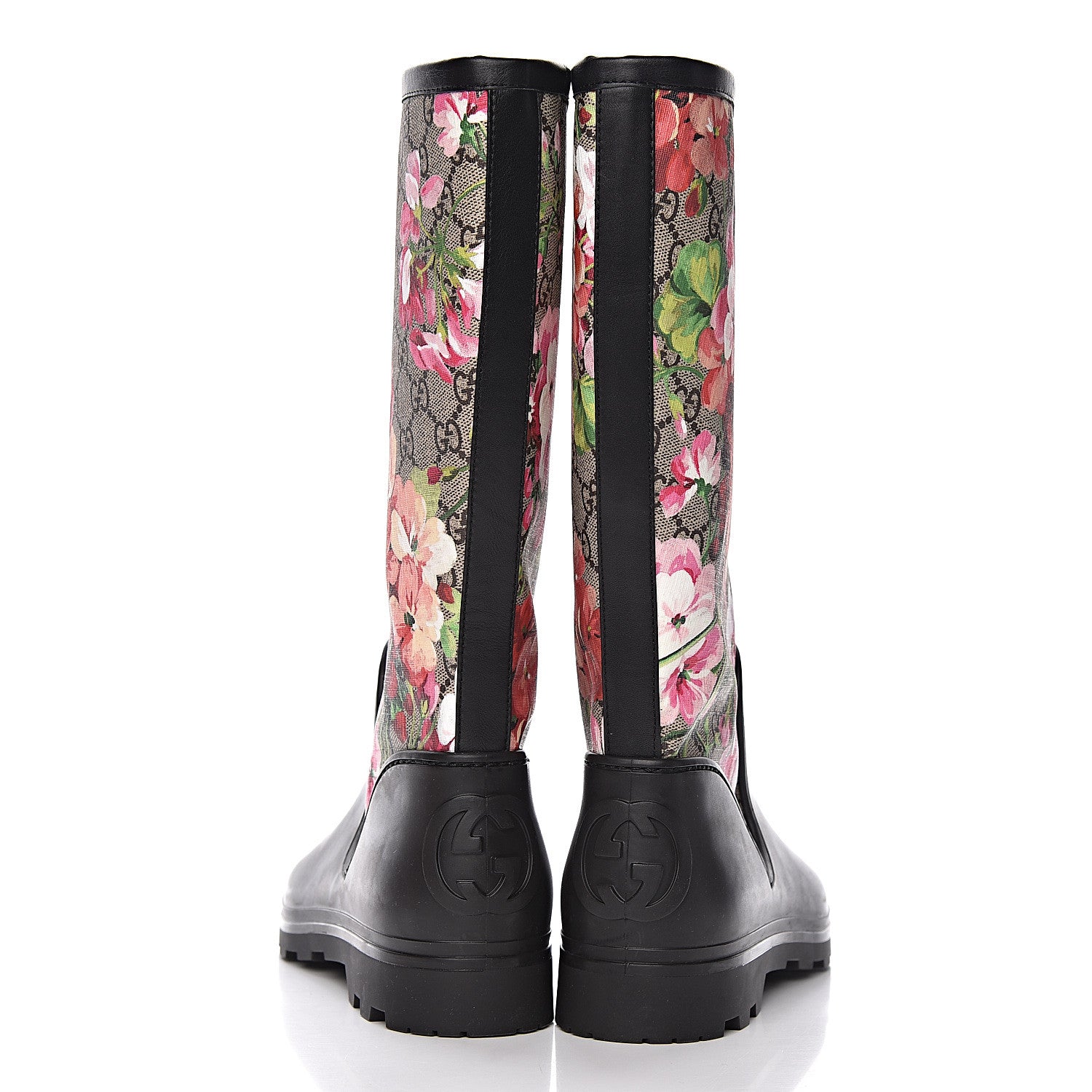 Gucci GG Supreme Monogram Blooms Flat Rubber Boots 40 Beige Multicolor 9 of 11