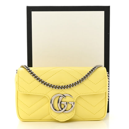Gucci Calfskin Matelasse Super Mini GG Marmont Shoulder Bag Banana 11 of 11