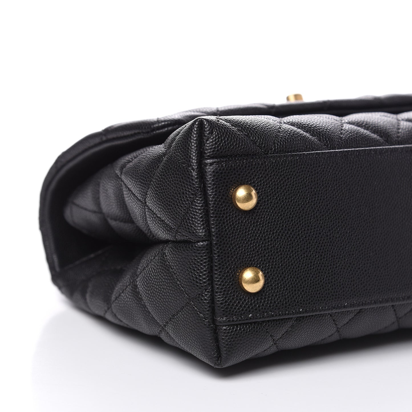 Caviar Lizard Embossed Quilted Mini Coco Handle Flap Black