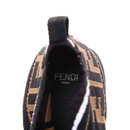 Fendi Stretch Yarn FF Stiff Band Rockoko Sneakers 38.5 Black White Tobacco 8 of 9