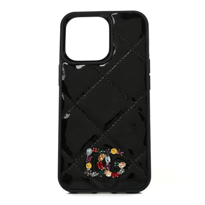 Dolce & Gabbana Patent Crystal Embellished DG iPhone 13 Pro Case Black 1 of 4