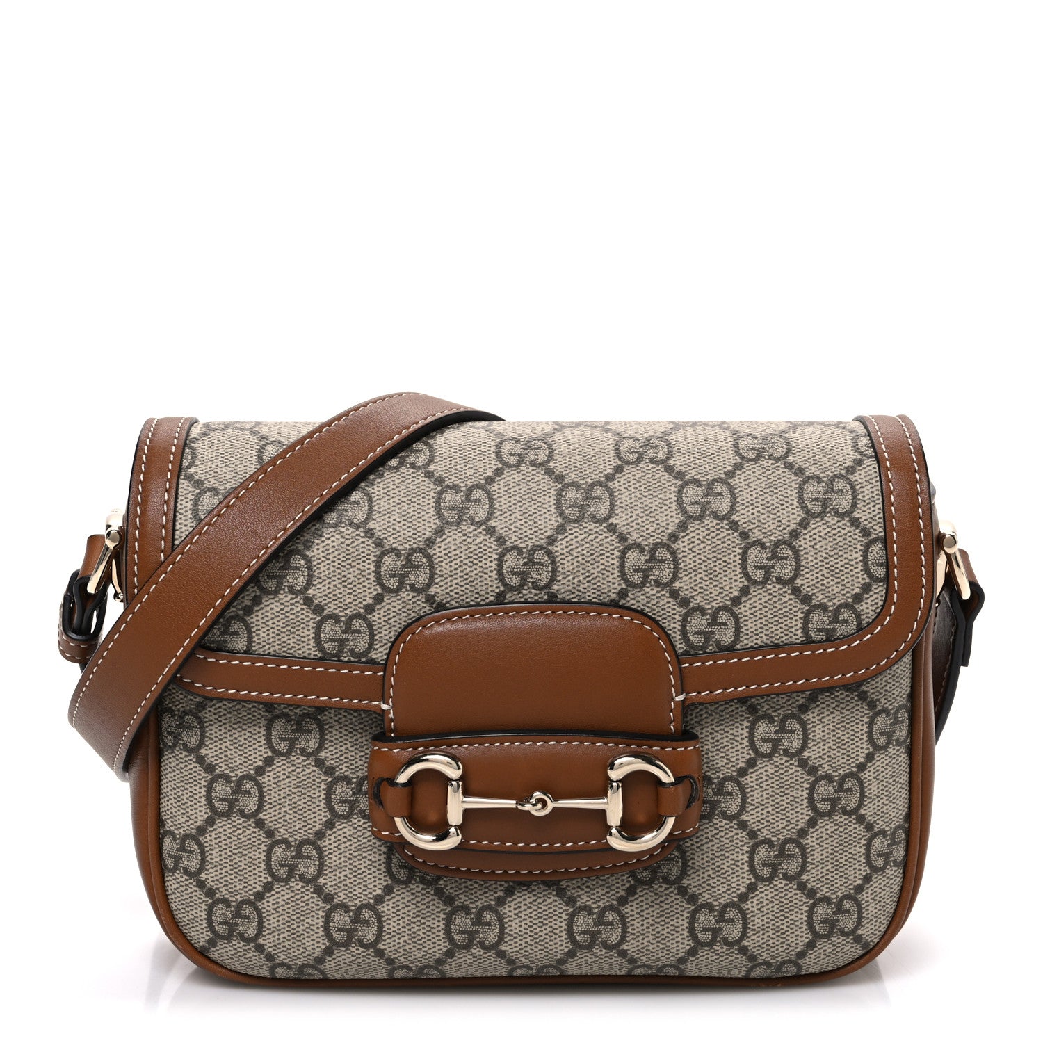 Gucci GG Supreme Monogram Horsebit 1955 Soft Small Shoulder Bag Beige Brown Sugar 1 of 11