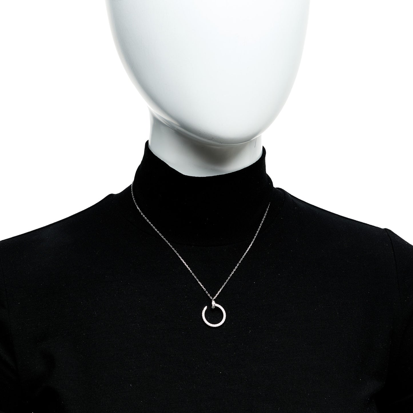 18K White Gold Diamond Juste Un Clou Paved Pendant Necklace