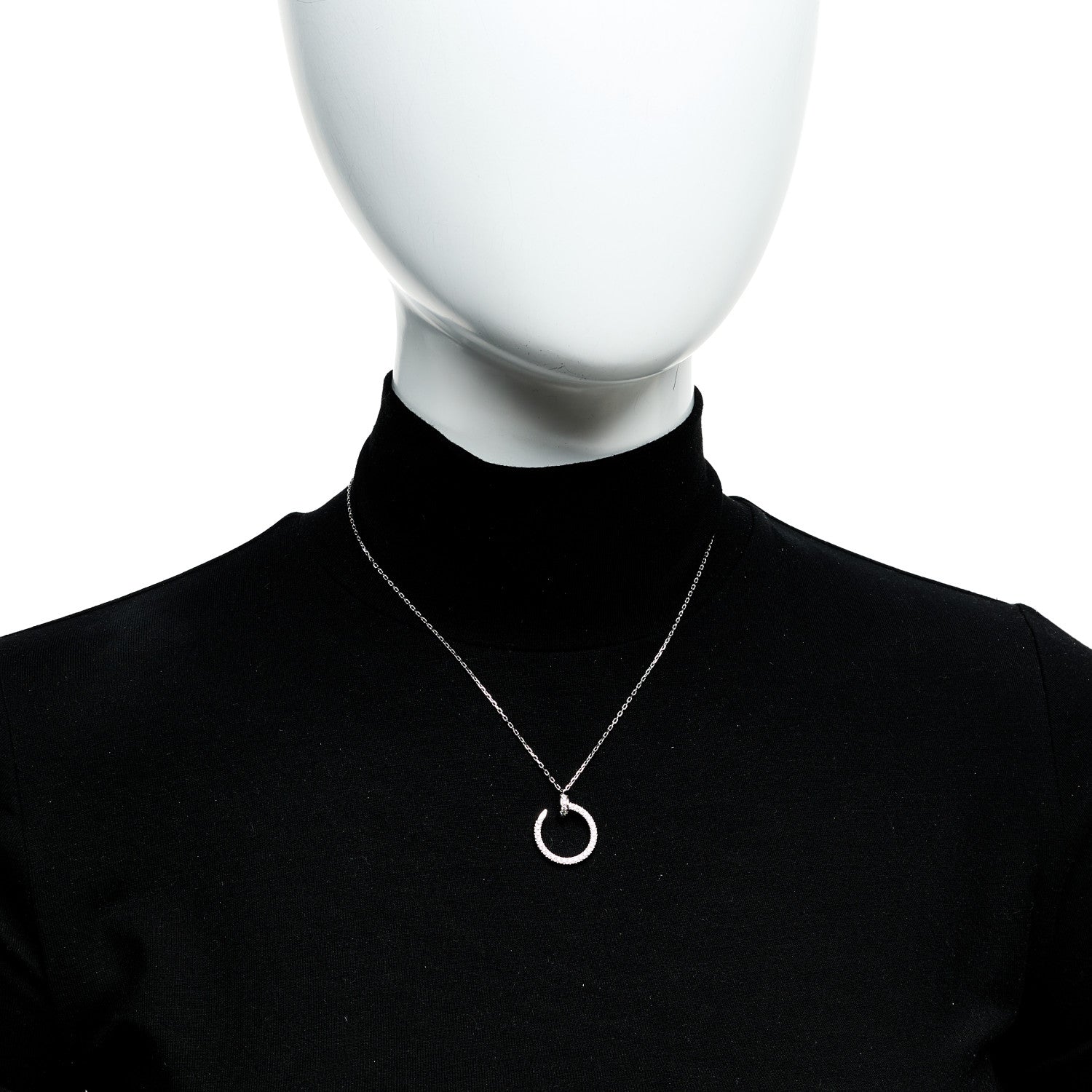 Cartier 18K White Gold Diamond Juste Un Clou Paved Pendant Necklace 2 of 5
