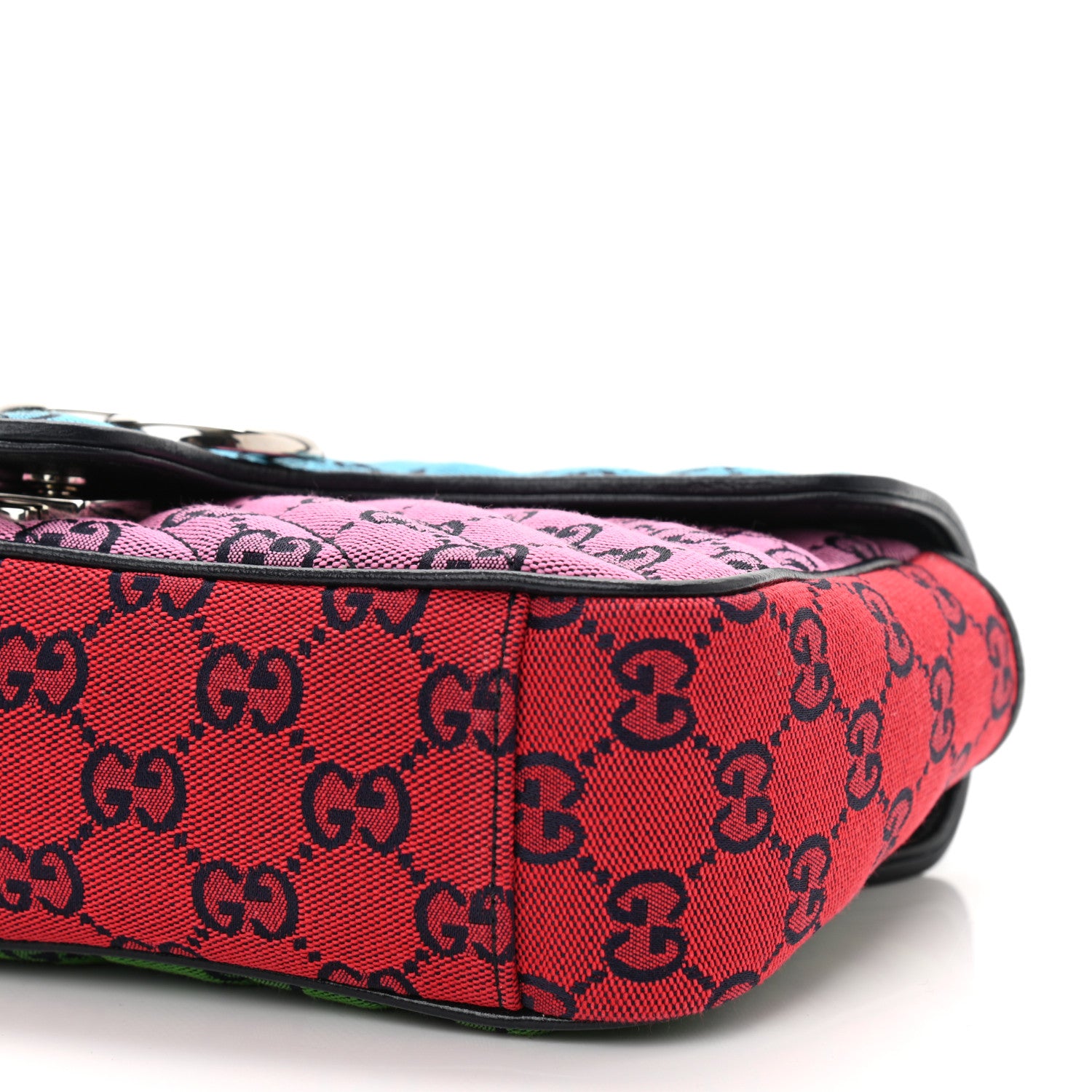 Gucci Monogram Multicolor Matelasse Diagonal Small GG Marmont Shoulder Bag Light Blue Pink Blue Green Red 10 of 11