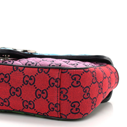 Gucci Monogram Multicolor Matelasse Diagonal Small GG Marmont Shoulder Bag Light Blue Pink Blue Green Red 10 of 11