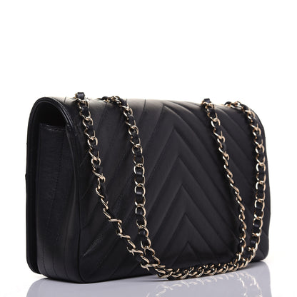 Chanel Calfskin Chevron Quilted Medium Statement Flap Black 3 of 17