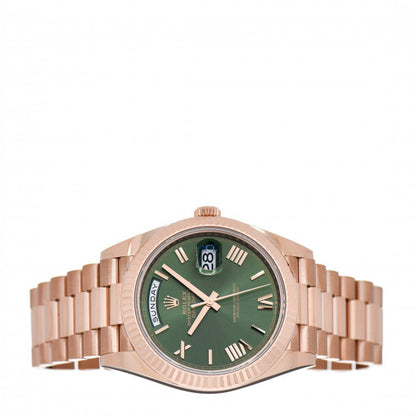 Rolex 18K Everose Gold 40mm Oyster Perpetual Day-Date President Watch Olive Green 228235 2 of 5