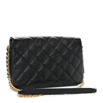 Chanel Shiny Caviar Quilted Large Chain Melody Flap Black 3 of 11
