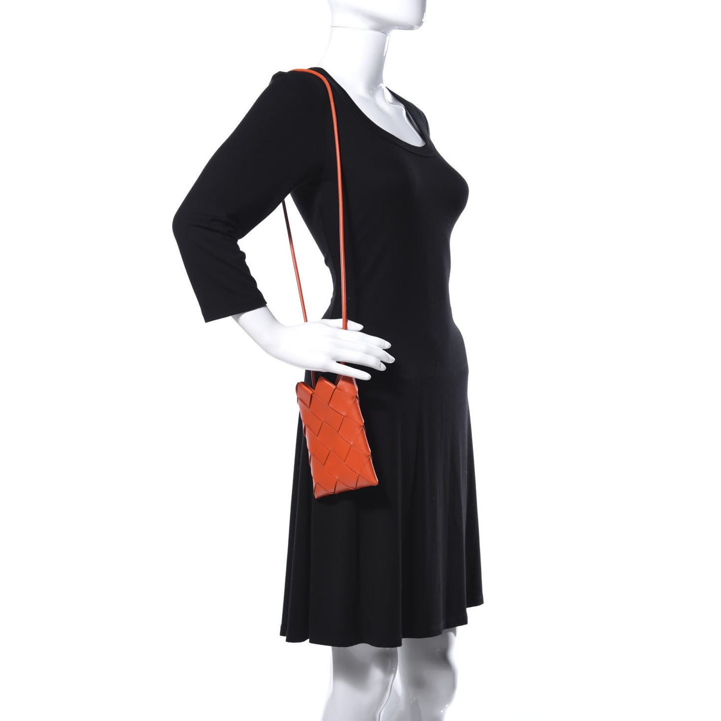 Nappa Intrecciato Mini Pouch Crossbody Orange