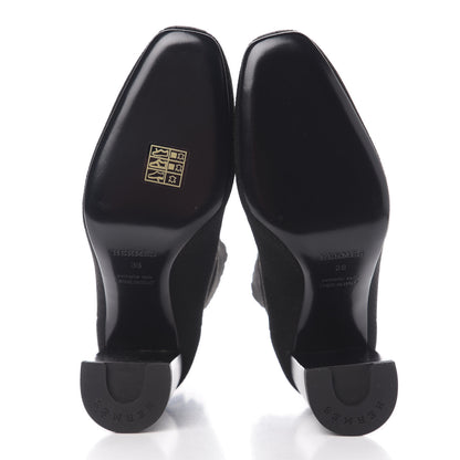 Hermes Knit Calfskin Volver Ankle Boots 38 Black 5 of 8
