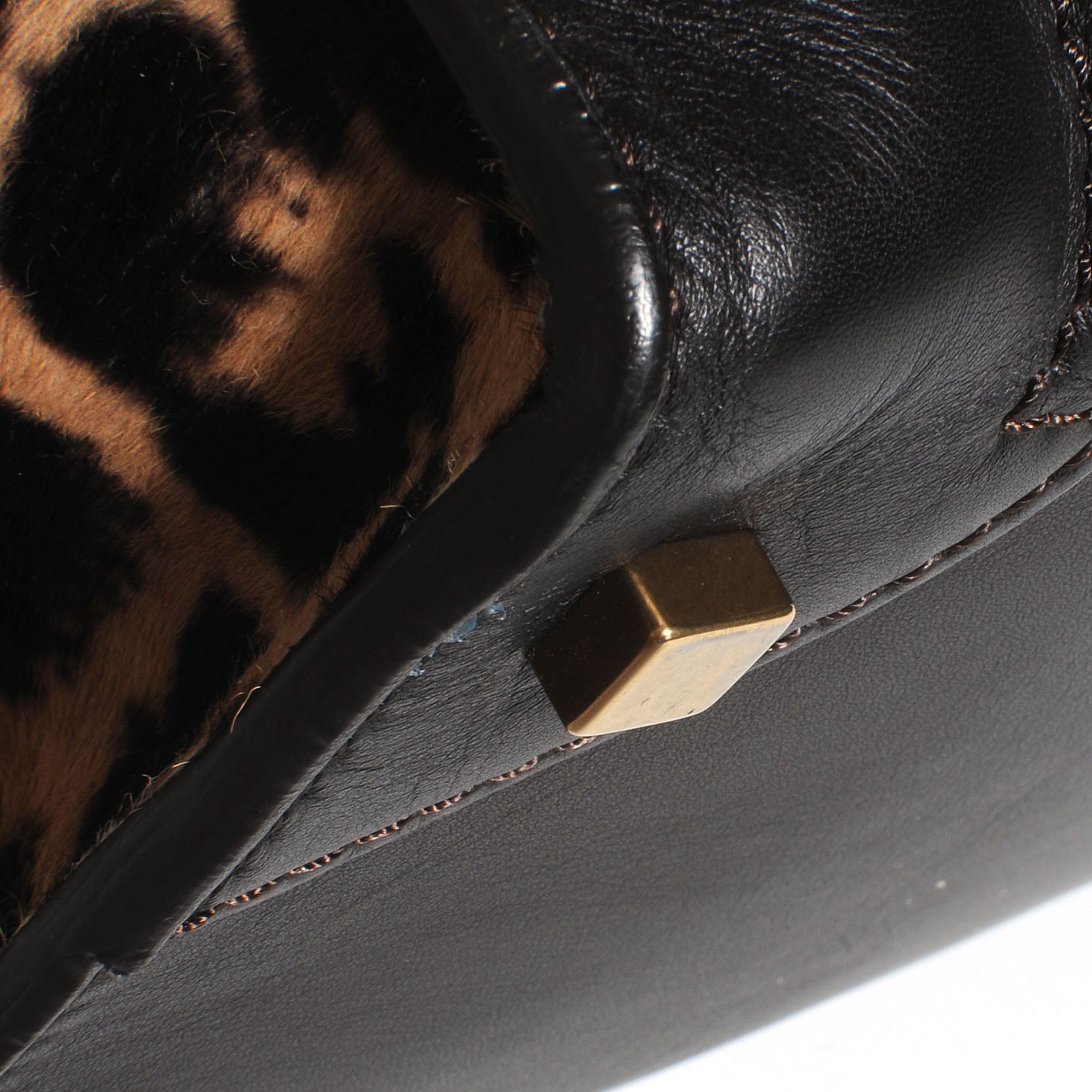 Celine Leopard Pony Hair Mini Luggage Brown 5 of 9