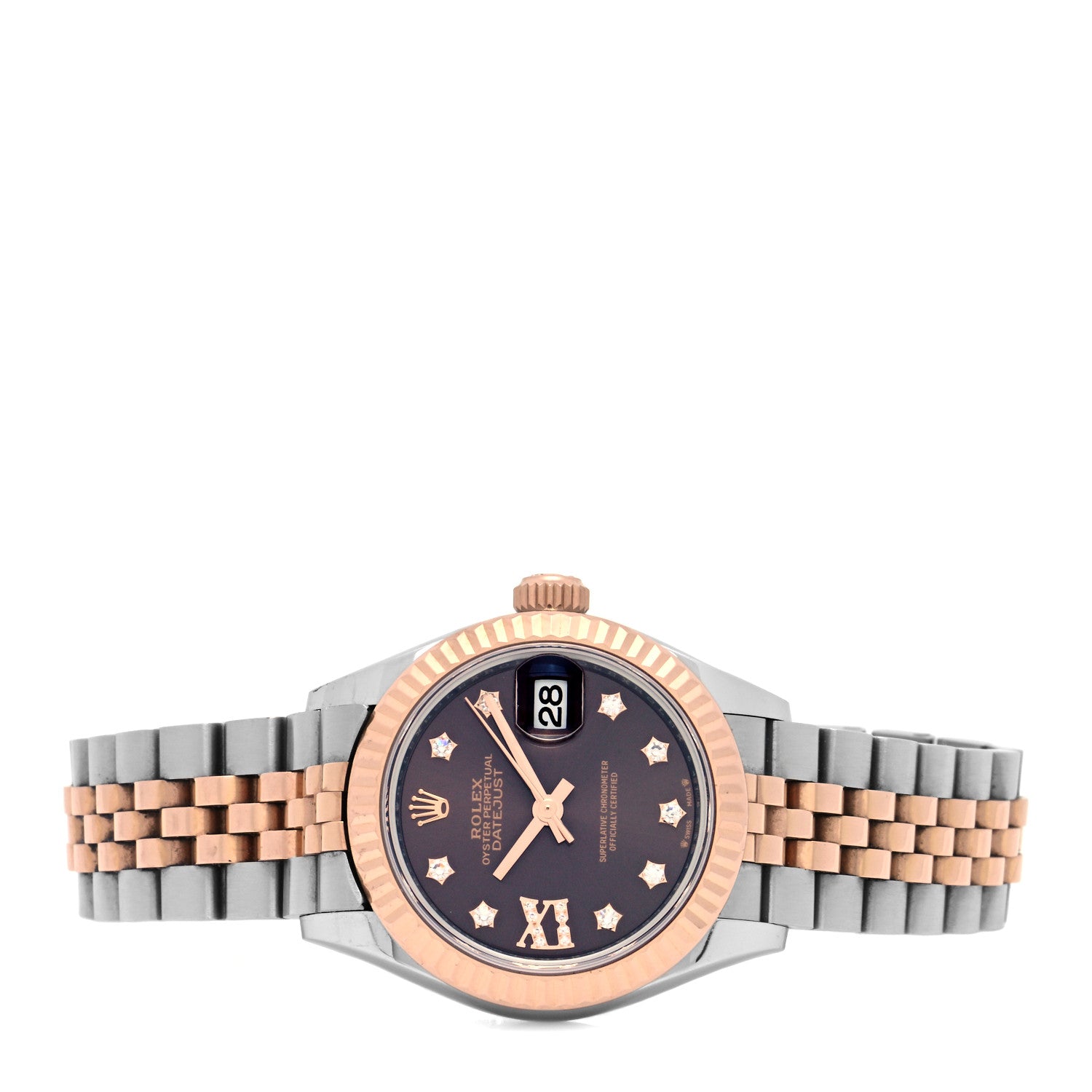Rolex Stainless Steel 18K Everose Gold Diamond 28mm Oyster Perpetual Datejust Watch Chocolate 279171 2 of 5