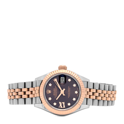 Rolex Stainless Steel 18K Everose Gold Diamond 28mm Oyster Perpetual Datejust Watch Chocolate 279171 2 of 5