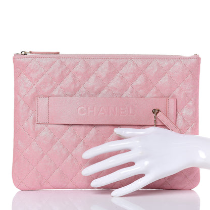 Chanel Iridescent Caviar Medium Night by the C Pouch Clutch Rose Pink 2 of 8
