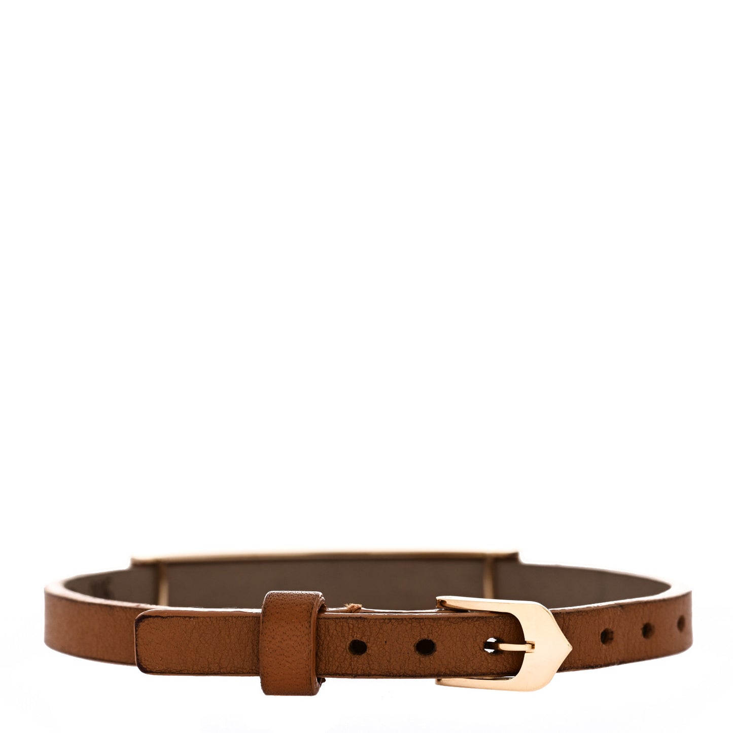 18K Yellow Gold Calfskin 3 Motif LOVE Bracelet Brown