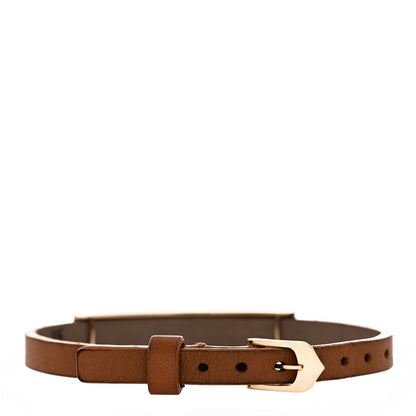 Cartier 18K Yellow Gold Calfskin 3 Motif LOVE Bracelet Brown 2 of 4