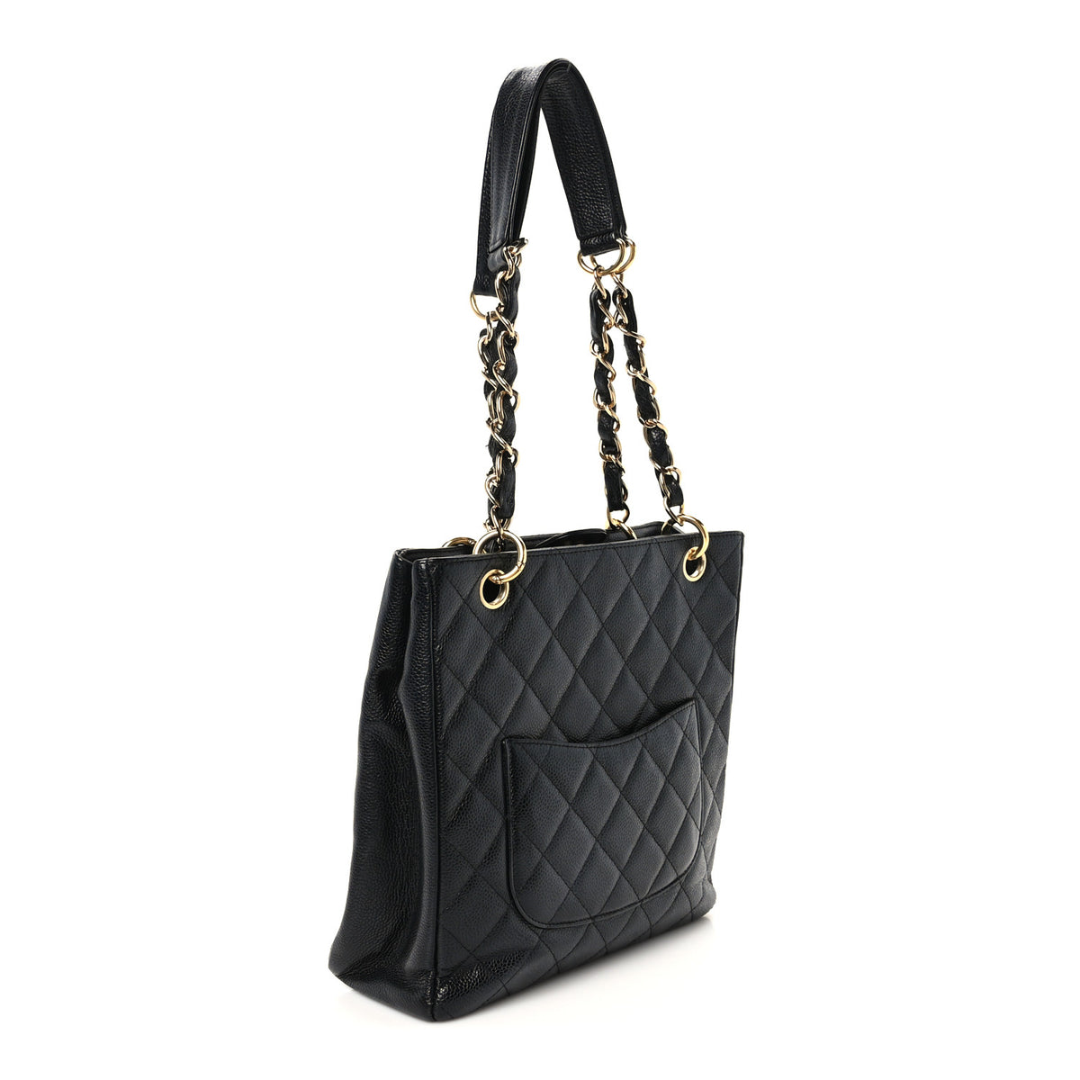Caviar Quilted Petit Shopping Tote PST Black