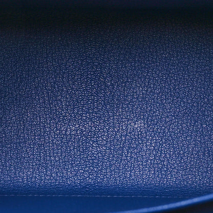 Hermes Chevre Mysore Horseshoe Kelly Sellier 25 Bleu Marine Bleu De France 5 of 11