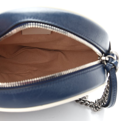 Gucci Azalea Calfskin Matelasse Diagonal Mini Torchon GG Marmont Round Shoulder Bag Blue Agata Mystic White 5 of 9