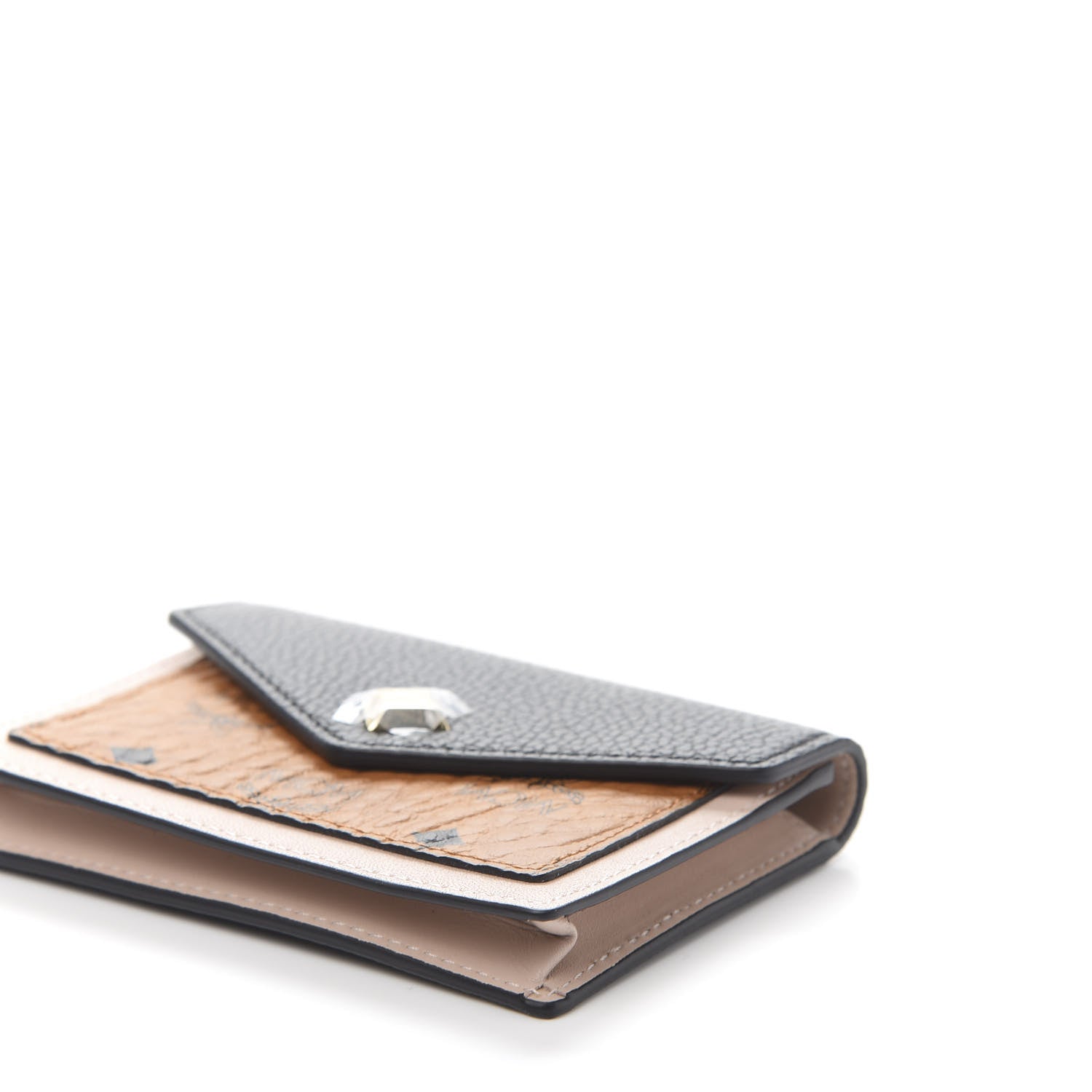 MCM Visetos Mini Love Letter Flap Wallet Cognac Black White 9 of 10