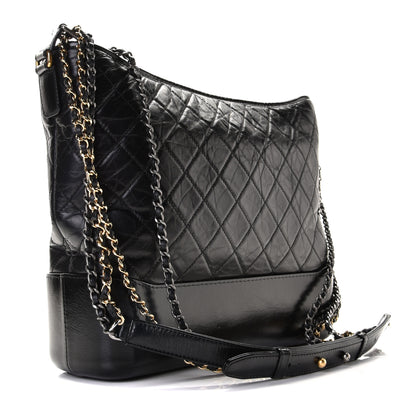 Chanel Aged Calfskin Quilted Large Gabrielle Hobo Black 3 of 13